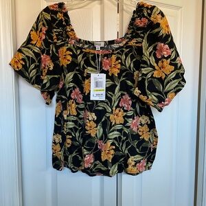 Kensie Black Floral Blouse